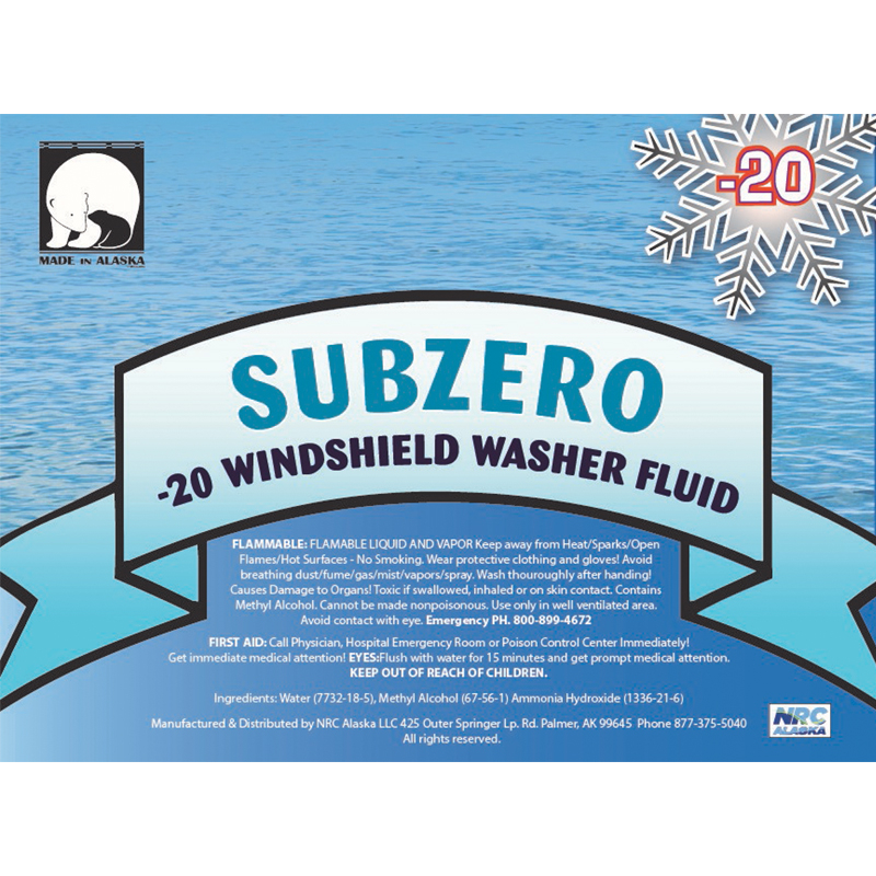 Subzero Windshield Washer Fluid -20 Freeze Protection