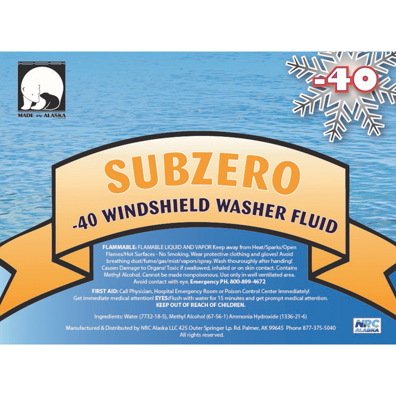 Subzero Windshield Washer Fluid -40 Freeze Protection